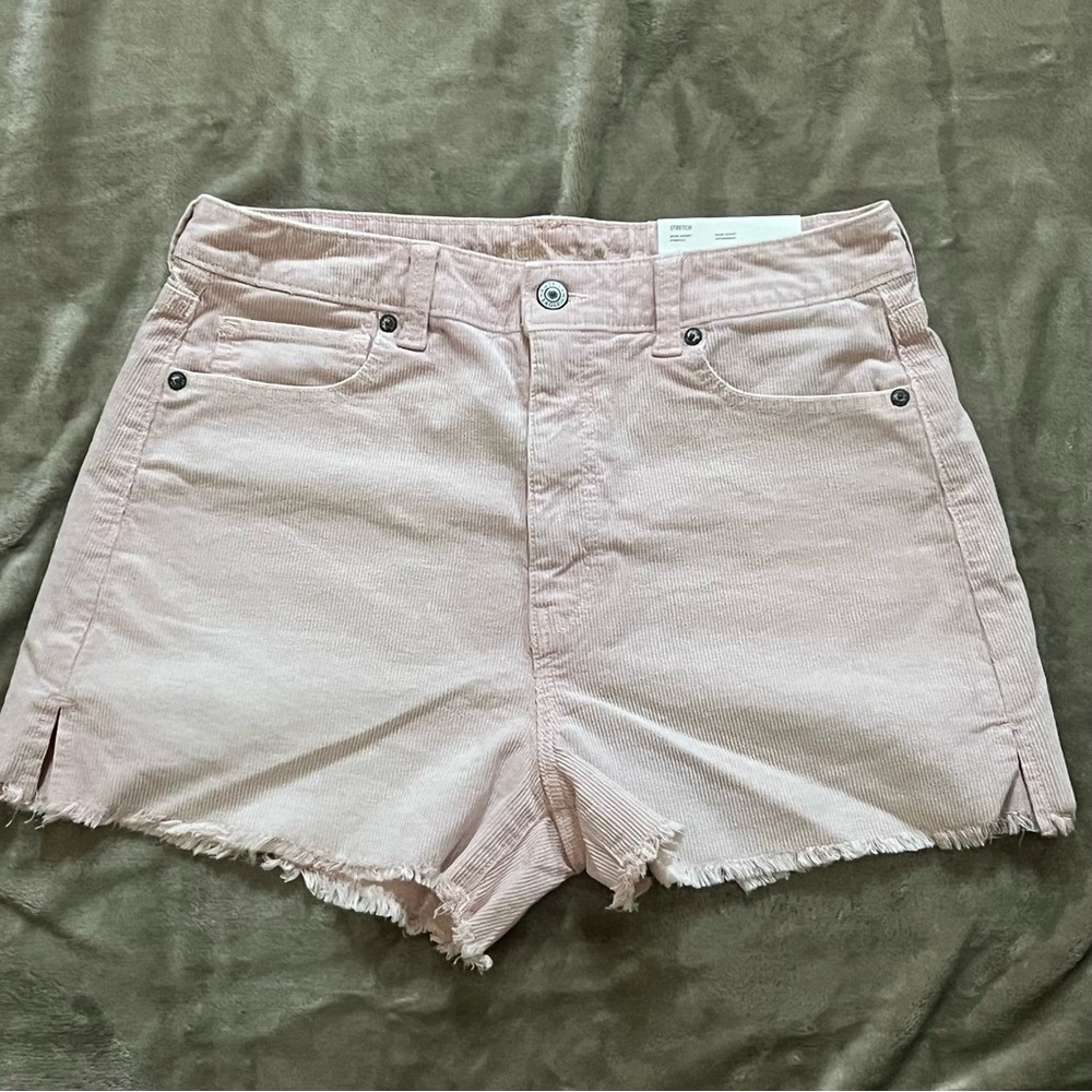 AMERICAN EAGLE PINK CORDUROY MOM SHORTS